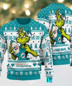 Miami Dolphins Grinch With Ball NFL Ugly Christmas Sweater