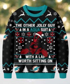 Miami Dolphins Official NFL Deadpool Christmas Ugly Sweater NY