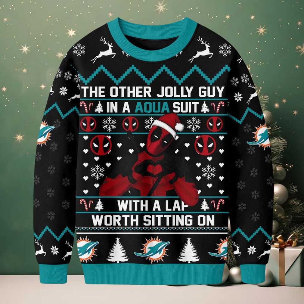Miami Dolphins Official NFL Deadpool Christmas Ugly Sweater NY Miami Dolphins Official NFL Deadpool Christmas Ugly Sweater NY
