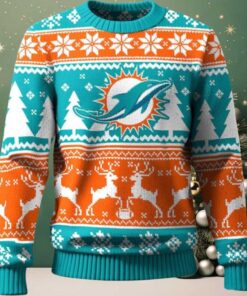Miami Dolphins Ugly Christmas Sweater For NFL Holiday Parties, hoodie, sweater, long sleeve and tank top Miami Dolphins Ugly Christmas Sweater For NFL Holiday Parties