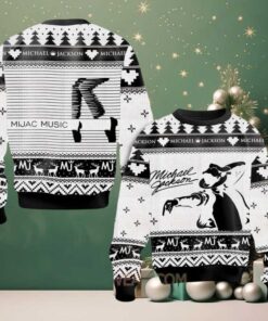Michael Jackson Mijac Music Signature Knitted White Personalized Ugly Christmas Sweater