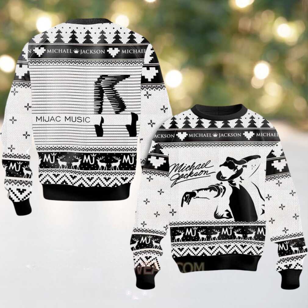 Michael Jackson Mijac Music Signature Knitted White Personalized Ugly Christmas Sweater Michael Jackson Mijac Music Signature Knitted White Personalized Ugly Christmas Sweater