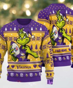 Minnesota Vikings Grinch With Ball NFL Ugly Christmas Sweater