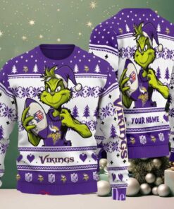Minnesota Vikings Grinch With Ball NFL Ugly Christmas Sweaters Minnesota Vikings Grinch With Ball NFL Ugly Christmas Sweaters