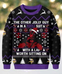 Minnesota Vikings Official NFL Deadpool Christmas Ugly Sweater NY