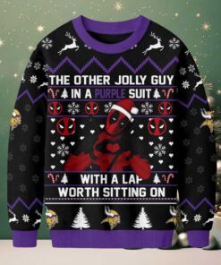 Minnesota Vikings Official NFL Deadpool Christmas Ugly Sweater NY