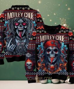 Motley Crue Bad Ass Skull Vintage Ugly Christmas Sweater