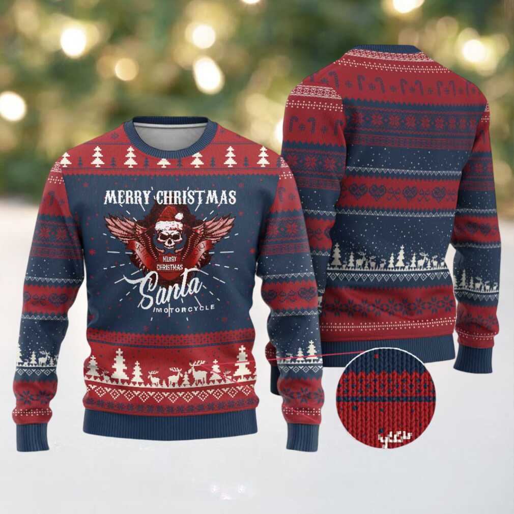 Motorcycle Biker Santa Ugly Christmas Sweater Merry Christmas Skull Xmas Motorcycle Biker Santa Ugly Christmas Sweater Merry Christmas Skull Xmas