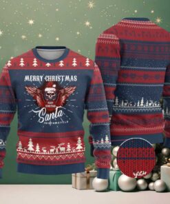 Motorcycle Biker Santa Ugly Christmas Sweater Merry Christmas Skull Xmas