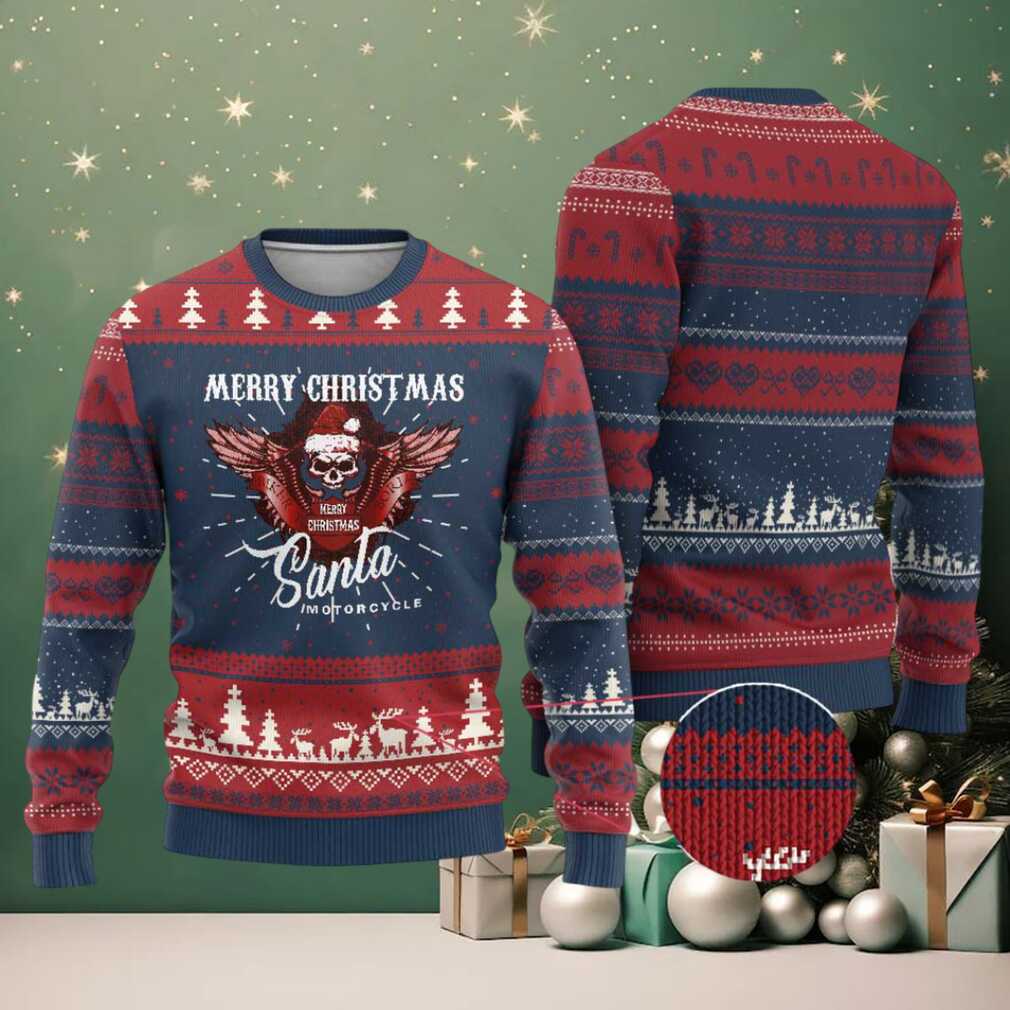 Motorcycle Biker Santa Ugly Christmas Sweater Merry Christmas Skull Xmas Motorcycle Biker Santa Ugly Christmas Sweater Merry Christmas Skull Xmas