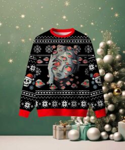 Multi Eyed Girl Skeleton Ugly Christmas Sweatshirt Multi Eyed Girl Skeleton Ugly Christmas Sweatshirt