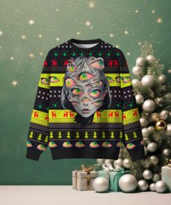 Multi Eyed Illusion Art Ugly Christmas Sweatshirt Multi Eyed Illusion Art Ugly Christmas Sweatshirt