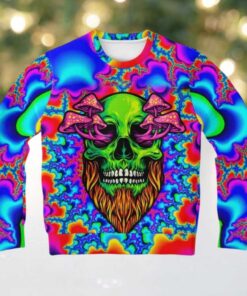 Mushroom Head Holographic Psychedelic 3d Ugly Christmas Sweater