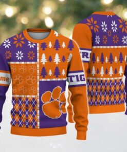 NCAA Clemson Tigers Football Team Xmas Tree Snow Custom Name Ugly Christmas Sweater