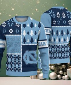 NCAA North Carolina Tar Heels Football Team Xmas Tree Snow Custom Name Ugly Christmas Sweater