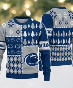 NCAA Penn State Nittany Lions Football Team Xmas Tree Snow Custom Name Ugly Christmas Sweater