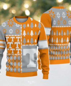 NCAA Tennessee Volunteers Football Team Xmas Tree Snow Custom Name Ugly Christmas Sweater