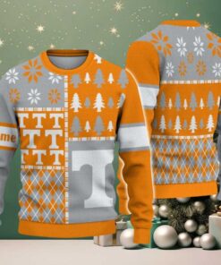 NCAA Tennessee Volunteers Football Team Xmas Tree Snow Custom Name Ugly Christmas Sweater