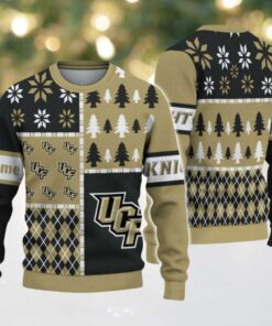 NCAA UCF Knights Football Team Xmas Tree Snow Custom Name Ugly Christmas Sweater