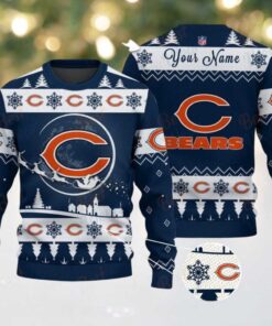 Navy Chicago Bears NFL Ugly Christmas Sweater   Name Customized