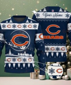 Navy Chicago Bears NFL Ugly Christmas Sweater   Name Customized