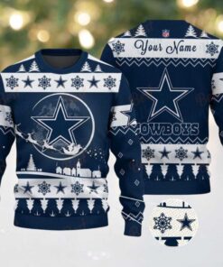 Navy Dallas Cowboys NFL Ugly Christmas Sweater   Name Customized