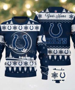 Navy Indianapolis Colts NFL Ugly Christmas Sweater   Name Customized