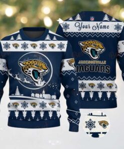 Navy Jacksonville Jaguars NFL Ugly Christmas Sweater   Name Customized