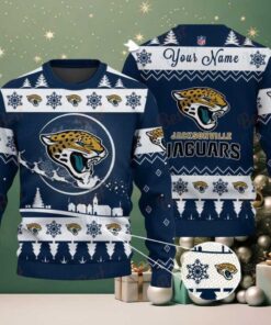 Navy Jacksonville Jaguars NFL Ugly Christmas Sweater   Name Customized