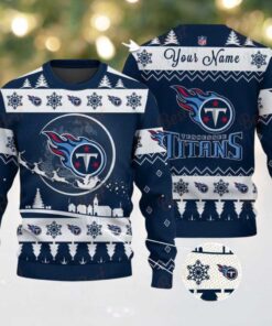 Navy Tennessee Titans NFL Ugly Christmas Sweater   Name Customized