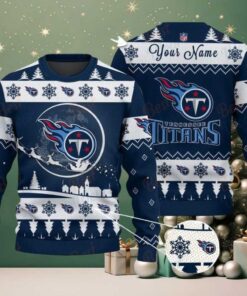 Navy Tennessee Titans NFL Ugly Christmas Sweater   Name Customized