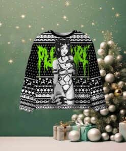 Neon Leather Girl Ugly Christmas Sweatshirt Neon Leather Girl Ugly Christmas Sweatshirt