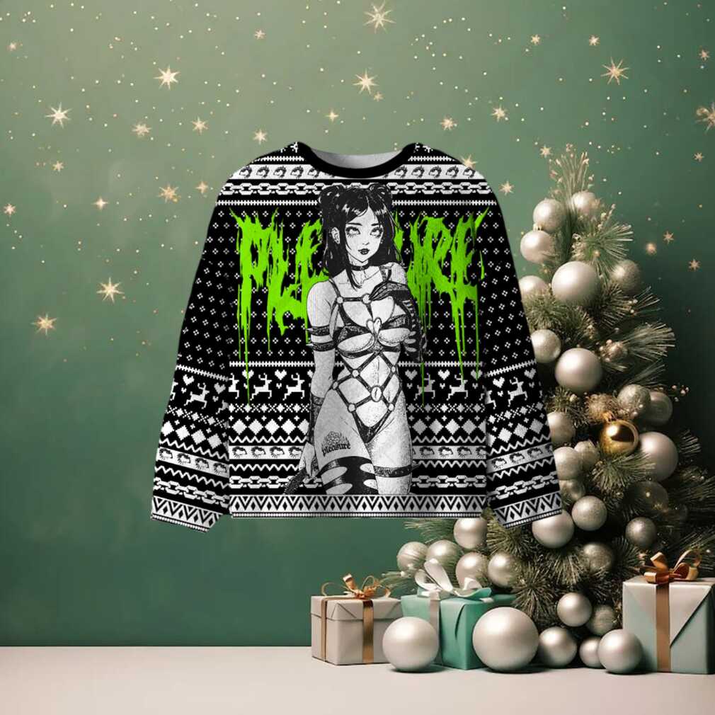 Neon Leather Girl Ugly Christmas Sweatshirt Neon Leather Girl Ugly Christmas Sweatshirt
