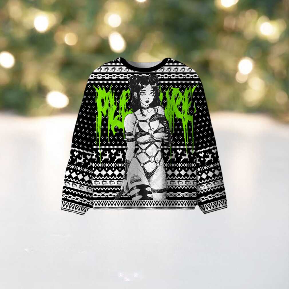 Neon Leather Girl Ugly Christmas Sweatshirt Neon Leather Girl Ugly Christmas Sweatshirt