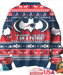 New England Patriots Batman I Am A Patriot Christmas Ugly Sweater
