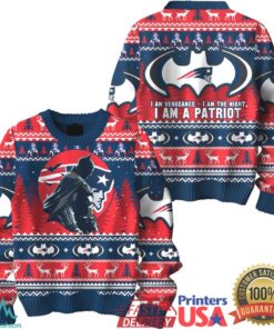 New England Patriots Batman I Am A Patriot Christmas Ugly Sweater, hoodie, sweater, long sleeve and tank top New England Patriots Batman I Am A Patriot Christmas Ugly Sweater