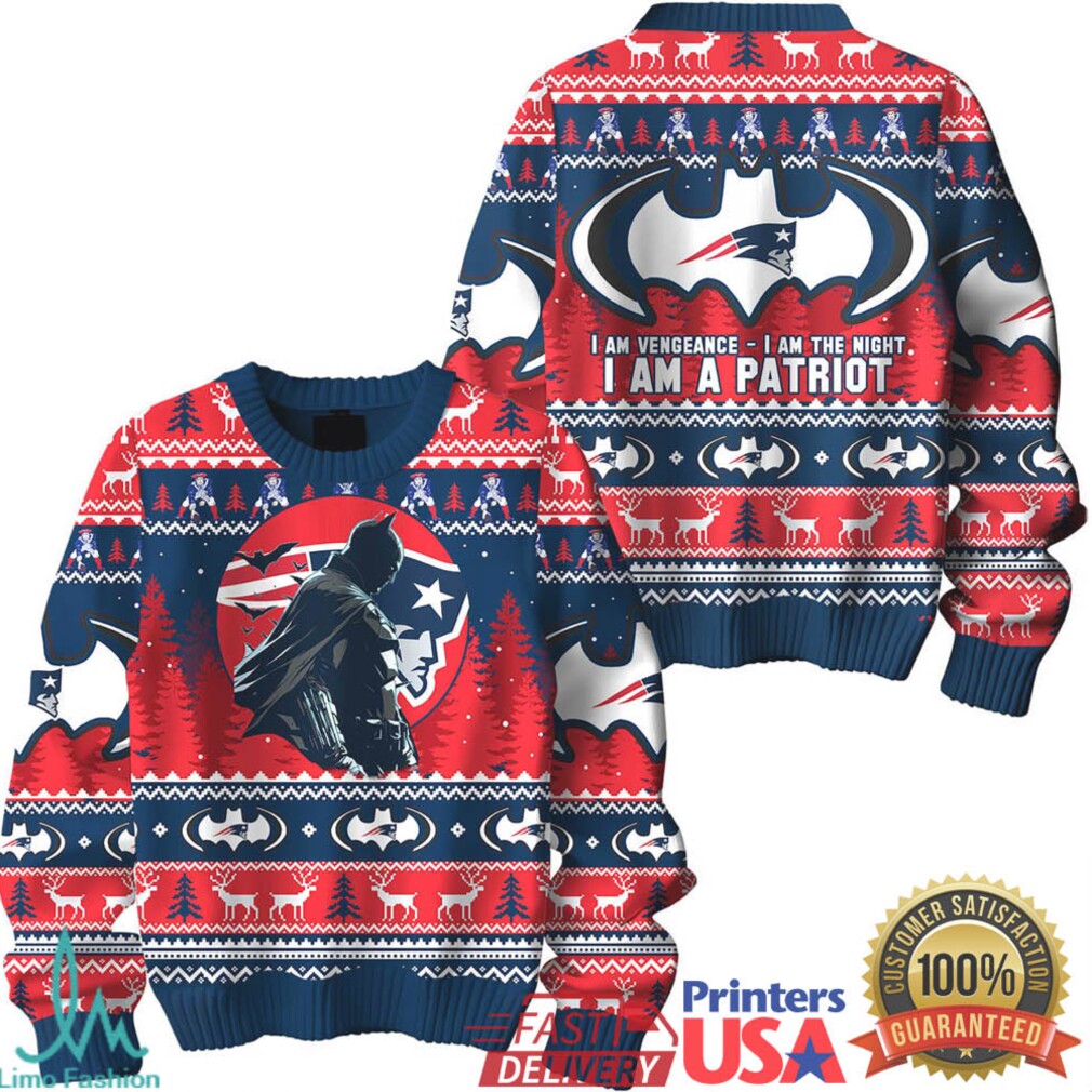 New England Patriots Batman I Am A Patriot Christmas Ugly Sweater New England Patriots Batman I Am A Patriot Christmas Ugly Sweater