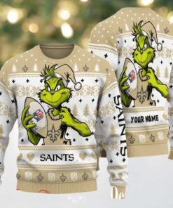 New Orleans Saints Grinch With Ball NFL Ugly Christmas Sweater