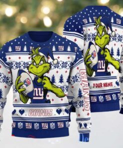 New York Giants Grinch With Ball NFL Ugly Christmas Sweater
