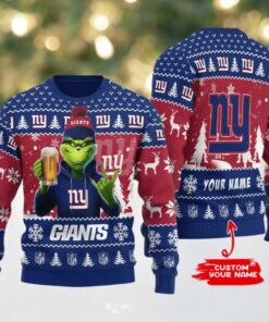 New York Giants Grinch With Beer Ugly Christmas Sweater