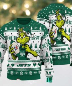 New York Jets Grinch With Ball NFL Ugly Christmas Sweater