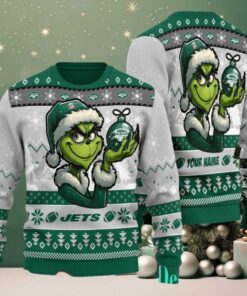 New York Jets Grinch With Ornament Ugly Christmas Sweater New York Jets Grinch With Ornament Ugly Christmas Sweater