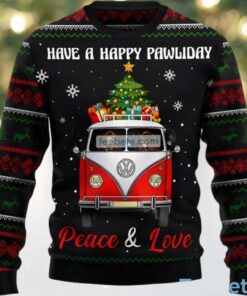 Newfoundland Dogs Peace And Love Ugly Christmas Sweater Womens Black