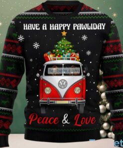 Newfoundland Dogs Peace And Love Ugly Christmas Sweater Womens Black, hoodie, sweater, long sleeve and tank top Newfoundland Dogs Peace And Love Ugly Christmas Sweater Womens Black