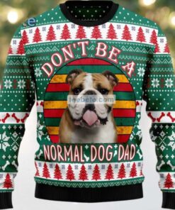 Normal Bulldog Dog Dad Ugly Sweater Christmas Party Green