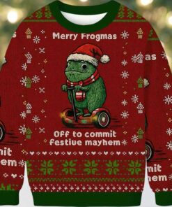 Off to Commit Frogmas Mayhem Ugly Christmas Sweater