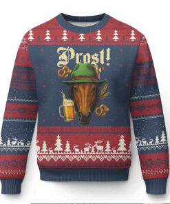 Oktoberfest Horse Ugly Christmas Sweater German Octoberfest Beer Prost Drinking