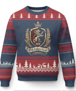 Oktoberfest Munchen Lion Crest Ugly Christmas Sweater Classic Bavarian Festival