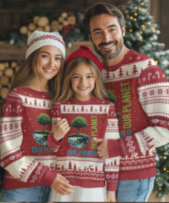 Our Power Our Planet Ugly Christmas Sweater Earth Day 2025