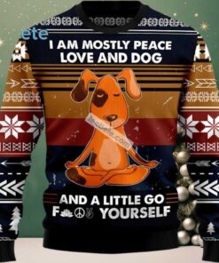 Peace Love And Dog Yoga Ugly Christmas Sweater Blue Funny, hoodie, sweater, long sleeve and tank top Peace Love And Dog Yoga Ugly Christmas Sweater Blue Funny